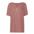 thumbnail image 6 of Cotton Muslin Shirt Women, Yigetop Cotton Linen Shirts for Women Summer Button Down Tops Short Sleeve Casual Blouses Oversized Tshirts 2025 Linen Tops for Women Loose Fit Watermelon Red 2XL, 6 of 9