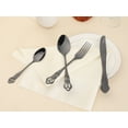 thumbnail image 4 of REGALWOVEN 24 Piece Silverware Set, Stainless Steel Floral Flatware Set for 6, Modern Cutlery Set Black 24, 4 of 6