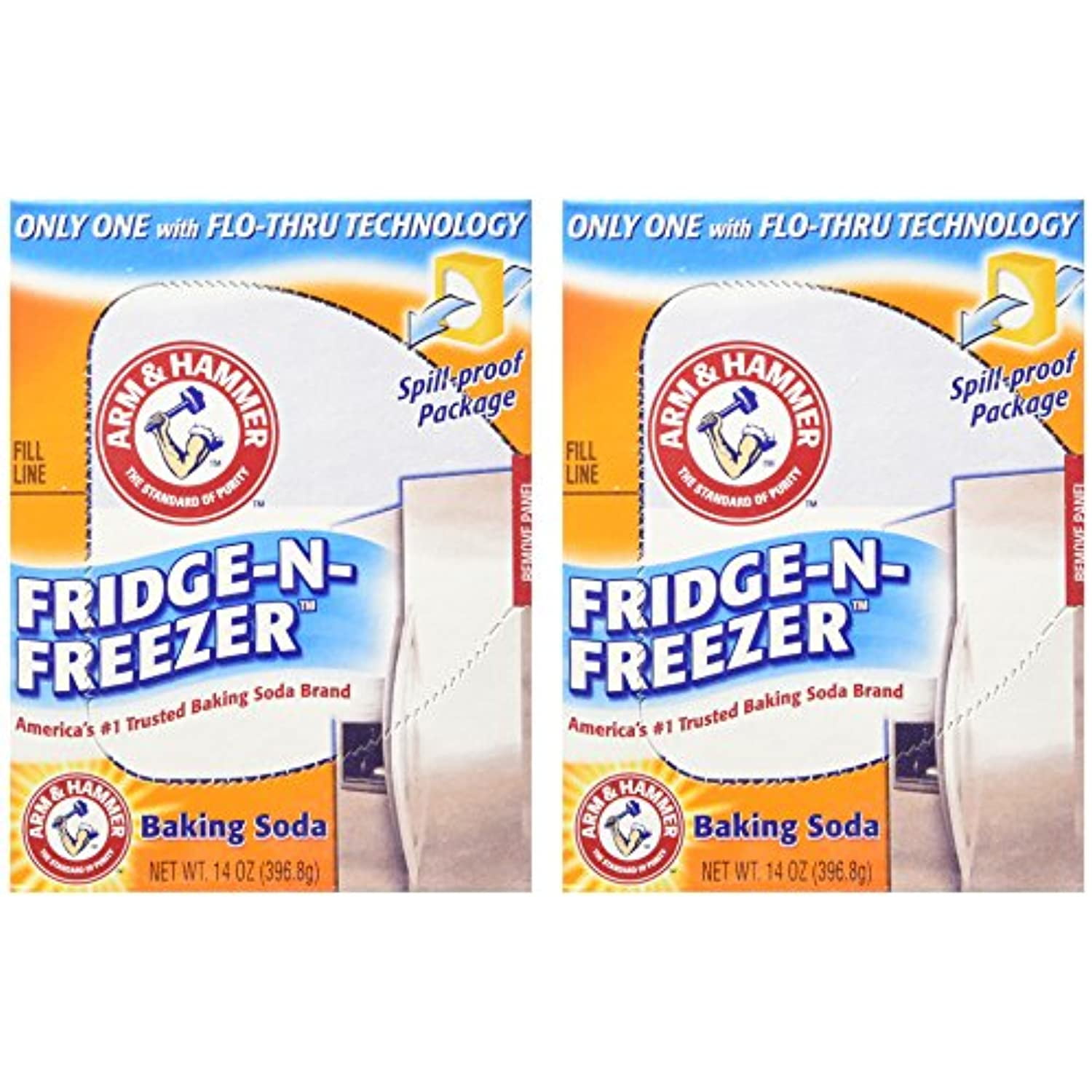 Arm & Hammer Baking Soda, Fridge-N-Freezer Pack, Odor Absorber, 14 Oz - 2 Pack