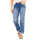 thumbnail image 3 of Pantalones Vaqueros Boyfriend Rectos de Tiro Medio para Mujer, de Mezclilla Elástica y Rasgada, A . Azul Real S, 3 of 7