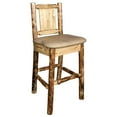 thumbnail image 5 of Glacier Country Collection Barstool w/ Back - Buckskin Upholstery, w/ Laser Engraved Wolf Design, 5 of 11