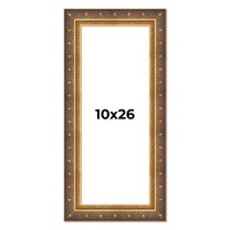 10x26 Frame Vintage Gold Solid Wood Picture Frame | 2.5 Inch Moulding Width | Ornate Bronze Museo