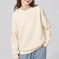thumbnail image 2 of Miluxas Girl's Cute Bow Sweatshirt Long Sleeve Pullover Tops Spring Fall Clothes Beige 9-10 Years, 2 of 6