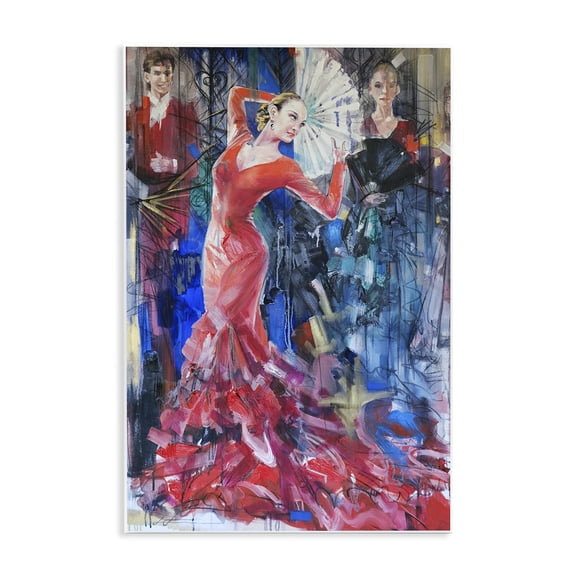 Stupell Industries Bold Dancer with Fan People Painting Unframed Art Print Wall Art, 10 x 15