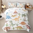 thumbnail image 2 of Feelyou Desert Tropical Cartoon Dinosaur Twin Quilt Set for Boys Girls, Cute Volcano Palm Tree Twin Coverlet Set, Green, 2 Pieces, 2 of 7