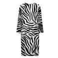 thumbnail image 5 of Xoenoiee Zebra Stripe Print Womens Housecoat Zip Robe Zip Up Front Robe Bathrobe Zipper House Coat Crew Neck Loungerwear Nightgowns with Pockets, S, 5 of 7