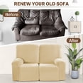 thumbnail image 6 of Lapalife 6-Pieces Recliner Sofa Covers Velvet Stretch Reclining Couch Covers for 3 Cushion Recliner Sofa Slipcovers, Beige, 6 of 9