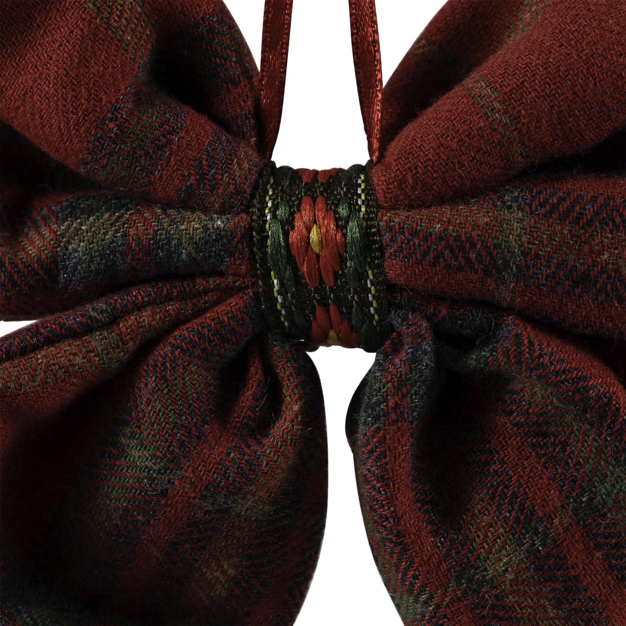 Plush Plaid Bow Christmas Ornaments - 7.5" - Set of 4
