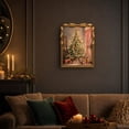thumbnail image 3 of Pink Christmas Wall Art 16x12'', Lighted Gold Bow Framed Painting Wall Decors, Rustic Christmas Decorations for Gift, 3 of 6