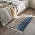 thumbnail image 4 of Area Rug with Tassels 2' x 3', Abstract Coastal Waves Beach Kitchen Runner Rug for Hallway Bedroom Throw Rugs, Vintage Blue Beige Texture Soft Door Mat for Bathroom Entrance Living Room, 4 of 9