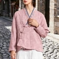 thumbnail image 4 of Jacket for Women V Neck Long Sleeve Vintage Ethnic Style Frog Button Closure Embroidered Trim Loose Fit Casual Outerwear, 4 of 5