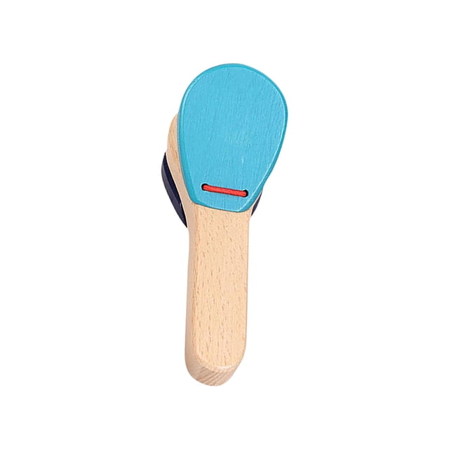 Blue Childrens Rattle Board Clapper Handle Wood Musical Instrument For Rhythm Development Kids Percussion Toy Natural Wood Sound Quality Blue