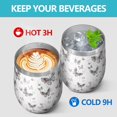thumbnail image 4 of 12oz Stemless Wine Tumblers Black White Butterfly Pattern Vacuum Insulated Stainless Steel Travel Tumbler Cups Mug with Lid and Straw for Champaign,Cocktail,Beer with Cleaning Brush, 4 of 5