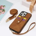 thumbnail image 2 of Compatible with iPhone 13 Case with Card Holder, Crossbody Strap, With Mirror,Kickstand,Flip PU Leather Protective Shockproof Anti-fall Phone Cover Case for Women Girls,Brown, 2 of 12