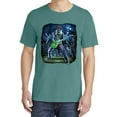thumbnail image 2 of Wild Bobby, Rocking Out Skeleton Playing Guitar, Streetwear, Garment-Dyed Washed Look Short Sleeve T-Shirt, Emerald, Medium, 2 of 3