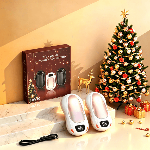 P.Toultek Hand Warmers Rechargeable 2 Pack, 6000 mAh Electric Fast Hand Warmers, Reusable Portable Pocket Heater, LED Display & 3 Levels, Gifts for Christmas, Outdoor, Golf, Travel, Hunting, Camping