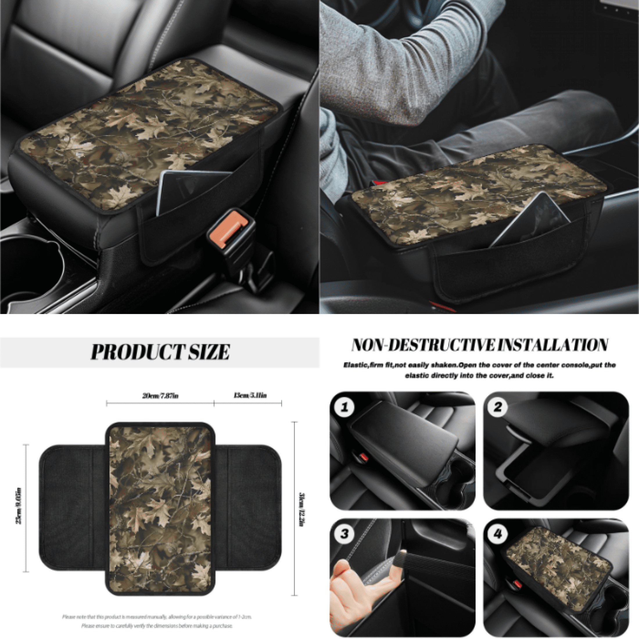 HUIACONG Camouflage Car Interior Set, with Mirror Protector For Automotive Car Cup Coasters Mirror Sleeve For Cars Car Console Armrest Cushion