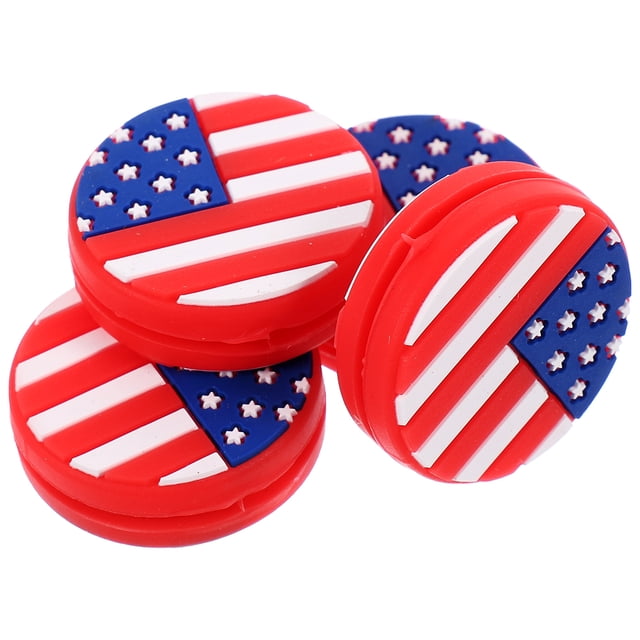 Milisten 4 Pcs Silicone Tennis Racket Vibration Dampeners US Flag Pattern Tennis Racquet Absorbers Tennis Racket Strings Dampers for Players