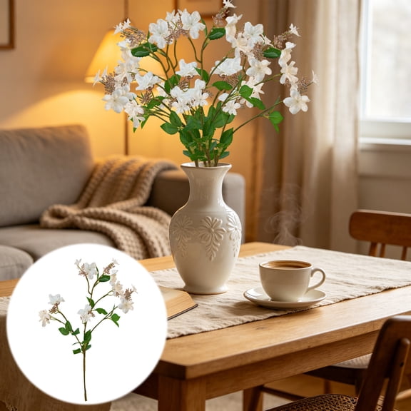 Artificial Pear Blossom Floral Stems 6 Colors Set, Faux Flower Branches Vase Filler for Farmhouse Home Table, Silk Fake Blossoms for Spring Centerpiece Wedding Bouquet and Mantel Decor