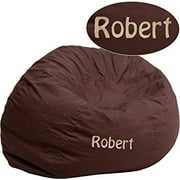 Flash Furniture Personalized Oversized Solid Brown Bean Bag Chair for Kids and Adults