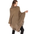 thumbnail image 5 of LELINTA Womens Autumn Winter Poncho Shawl Cloak Tassel Knitted Sweater Batwing Sleeve Coat Outwear Pullover Jumper, One Size, 3 Colors, 5 of 7