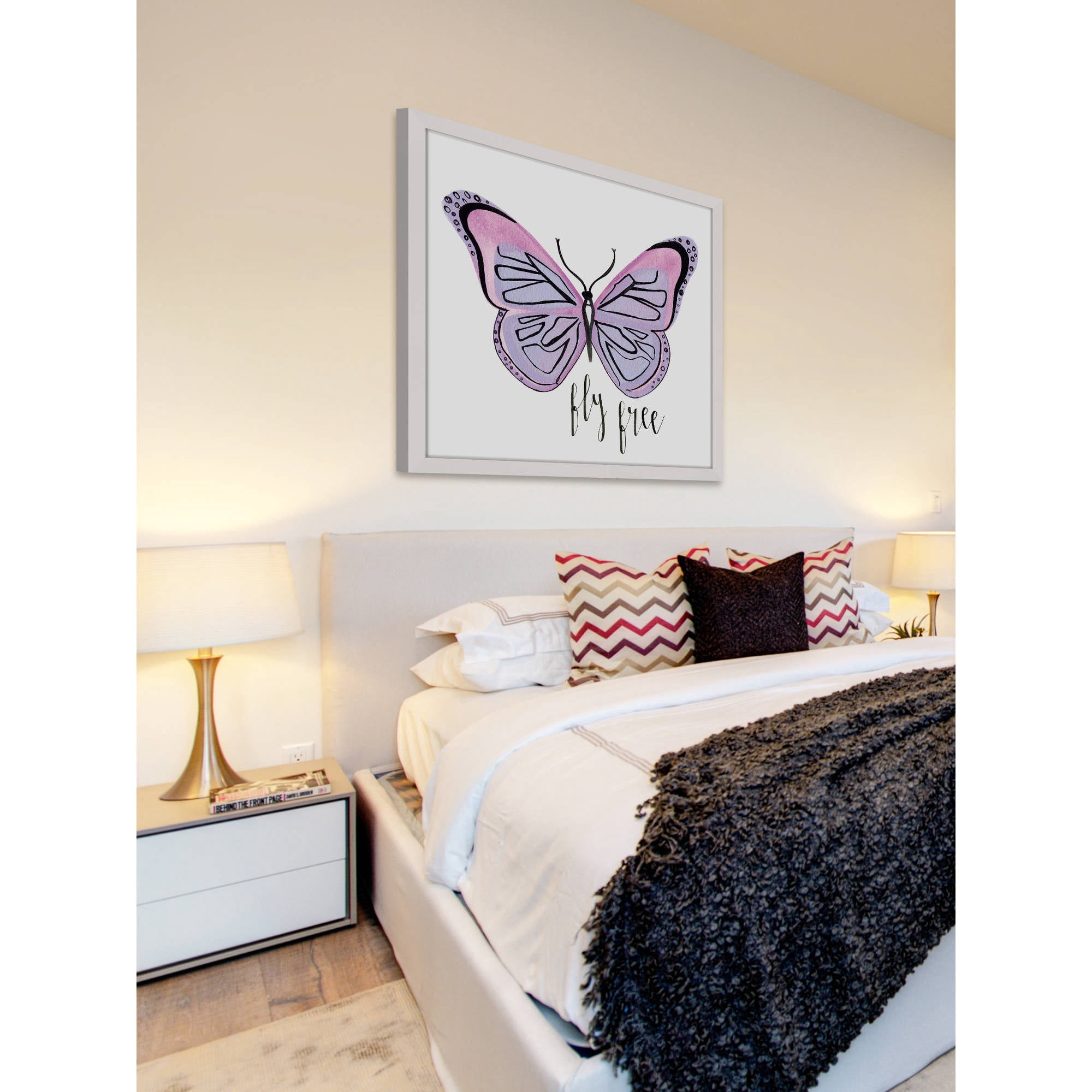 Marmont Hill "Lavender Butterfly Text" by Molly Rosner Framed Painting Art Print