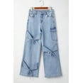 thumbnail image 3 of Women's Beau Blue Bowknot Decor Boyfriend Cargo Jeans with Pocket - [ZhiHiMeRi] | 10, 3 of 12