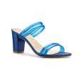 thumbnail image 1 of BLISSFUL STEP Women's Strappy Block Heel Slides Mules Sandals Blue 6.5, 1 of 7