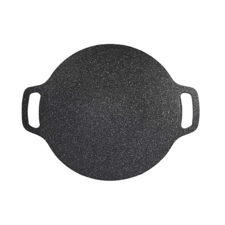 

WSSEY Round Grill Pan Thick Cast Iron Frying Pan Flat Pancake Griddle Non-stick Maifan Stone Cooker Barbecue Tray BBQ Supplies V97