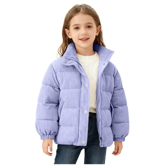 CheerKidz Childrens Solid Color Hooded Jacket Long Sleeve Winter Thick Cozy Warm Outerwear for Kids Boys Girls Casual Playwear Fall Winter Outdoor Activities(Purple#1,3-4 Years)