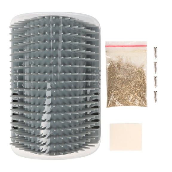 BOKYAN Cat Self‑Grooming Massage Brush – Wall‑Mounted Scratcher & Soft Comb for Cats, Gray