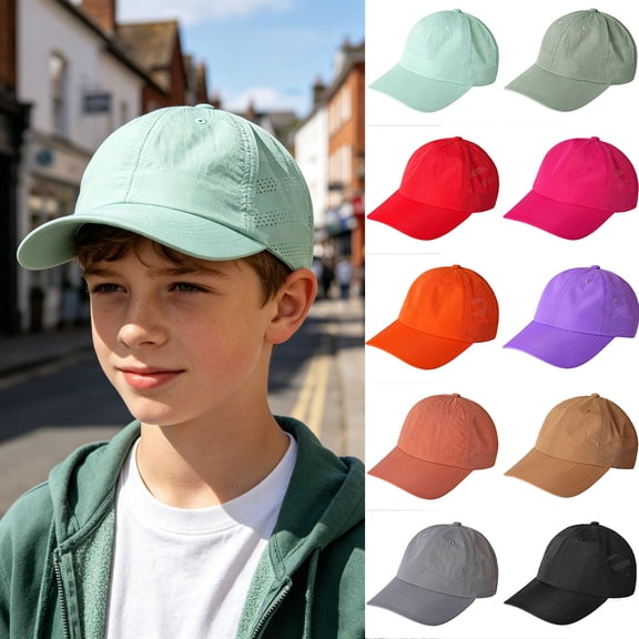 Paiwinds Kids Baseball Cap Boys Girls Summer Sun Hat Lightweight Breathable Quick Dry Soft Top Adjustable Mesh Visor for 10-16 Years Outdoor Sport Daily Use
