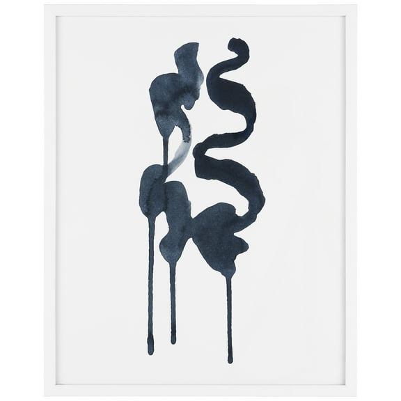 SAFAVIEH Ink Song 16 in. x 20 in. Framed Wall Art, Denim/Ivory