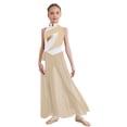 thumbnail image 2 of inlzdz Kids Girls Lyrical Dance Dress Halter Sleeveless Overlay Chiffon Tulle Skirt Contemporary Dancewear Yellow 6, 2 of 6