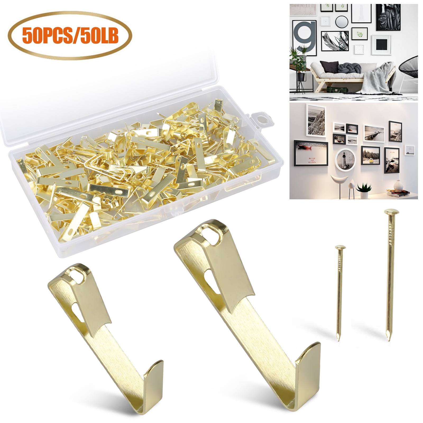 Picture Hanging Kit wire Hooks Nails Set Frame photo picture wall clock Multipur