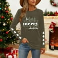 thumbnail image 4 of HOMBOM Shirts for Women Christmas Long Sleeve Festive Army Green Xmas Merry Christmas Crewneck Females T Shirts Vintage, 4 of 9