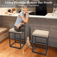 thumbnail image 2 of Nathaniel Home 24 Inch Bar Stools Set of 2, Modern PU Leather Metal Barstool, Backless Kitchen Dining Cafe Stool, Upholstered Bar Stool with Footrest, Beige, 2 of 7