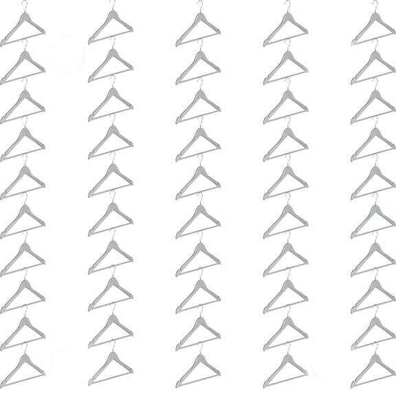 Abs Plastic Clothes/Suit Hangers, Perfect for Dresses, Blouses and Pants, Shirts, Ties, Scarves and Sweaters ,coat Set of 50 - Silver