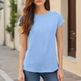 thumbnail image 2 of Yubnlvae Women's Short Sleeve Casual Solid Loose Crew Neck T Shirts Sky Blue L, 2 of 8