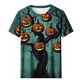 thumbnail image 3 of Mifsaly Halloween Tops for Women 2026 Spooky Witch Graphic T-Shirt Short Sleeve Crewneck Casual Fall Tees Multicolor,XL, 3 of 4