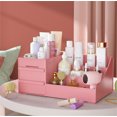 thumbnail image 7 of Makeup Organizer with Drawers,Countertop Cosmetic Storage Box for Brushes, Eyeshadow, Lipstick and Nail Polish,Cosmetic Storage Box for Dresser,Bathroom Vanity (Pink), 7 of 7