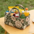 thumbnail image 5 of Floral Quilted Fabric Storage Basket with Handles Portable Rectangular Organizer Tote Boho Decorative Desktop Storage Bin For Bedroom Living Room Nursery, 5 of 5