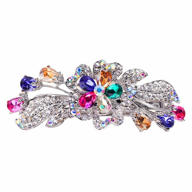 Vintage Rhinestone Wedding Hair Clip Crystal Cz Hair Barrettes Purple Crystal Barrette Cz Hairclip Decorative Headwear Crystal Wedding Headpieces
