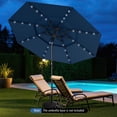 thumbnail image 4 of Gymax 10 FT Solar Patio Umbrella w/ 32 LED Lights 3-Tier Vented Top Tilt Adjustment Navy, 4 of 10