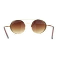 thumbnail image 4 of Round Circle Lens Side Windbreaker Retro Double Bridge Cafe Racer Sunglasses Gold - Brown, 4 of 4