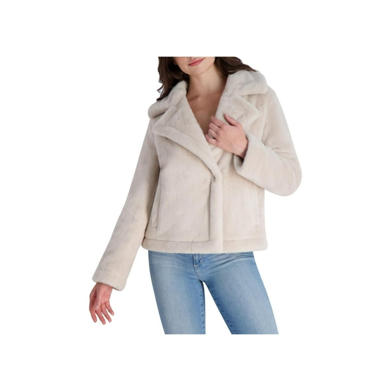 French Connection Short Faux Fur Lapel Coat for Women Walmart