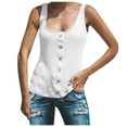 thumbnail image 1 of Timegard Débardeurs Grande Taille pour Femmes Col Rond Boutons Sans Manches Hauts Décontractés Couleur Unie Tee Tricoté, 1 of 5