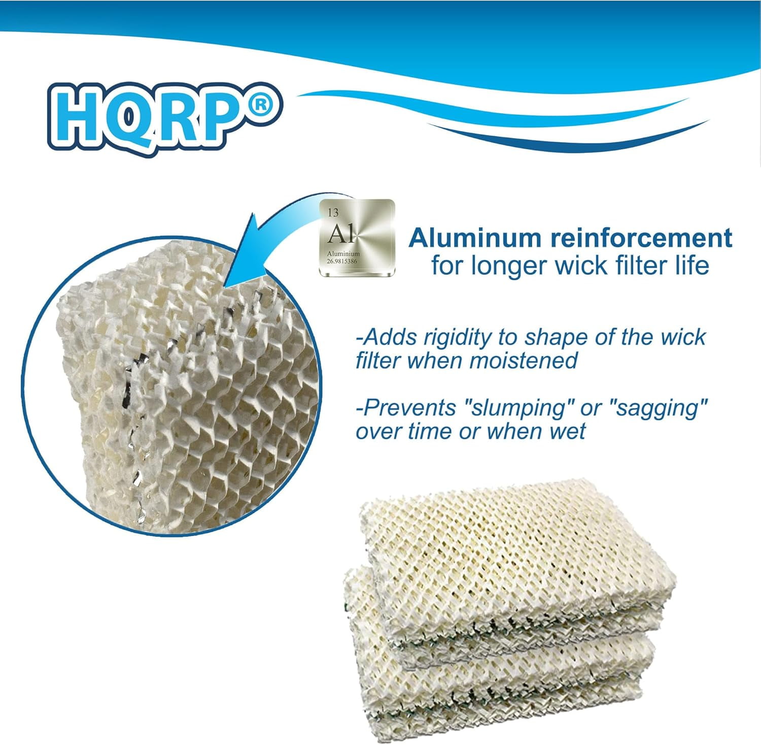 HQRP 4-Pack Wick Filter Compatible with Essick Air HDC12 Replacement Compatible with EA1407 / HD1409 Evaporative Humidifier
