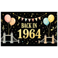 thumbnail image 2 of Vintage Themed Banner with 1964 Design Balloons Records Music Notes Background, Party Decorations, Retro Party, Anniversary Party, Photo Backdrop, Event Decor, 2 of 4