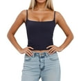 thumbnail image 2 of Women'S Tanks Camis Women'S Sexy Slim Fit Sleeveless Tank Top With Removable Padding Adjustable Strap Camisole For Layering And Casual Wear Navy L, 2 of 8